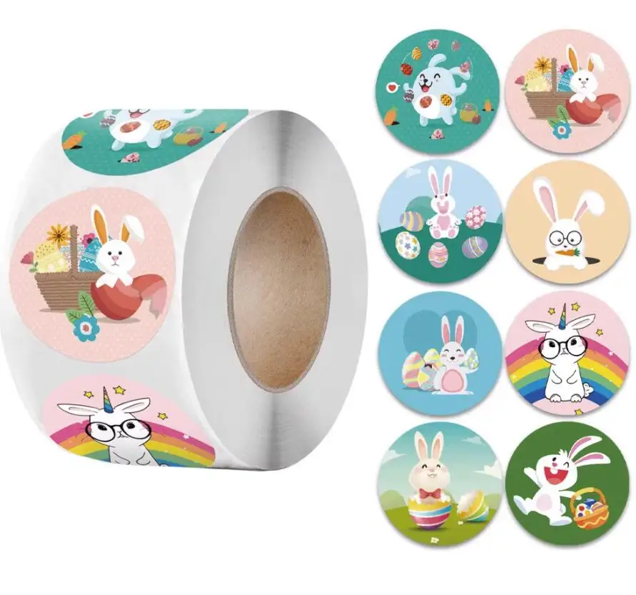 Easter Bunny Egg layout party gift DIY decoration children do face dress up stickers self adhesive roll pack stickers