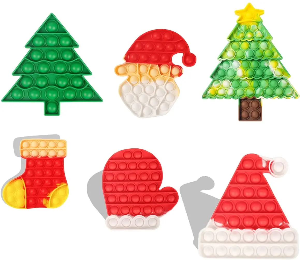 Hot Christmas Squeeze Fidget Toys Stress Relief Pack Set For Kids Silicone Bubble Fidget Popper For Sensory Push Pops Fidget Toy
