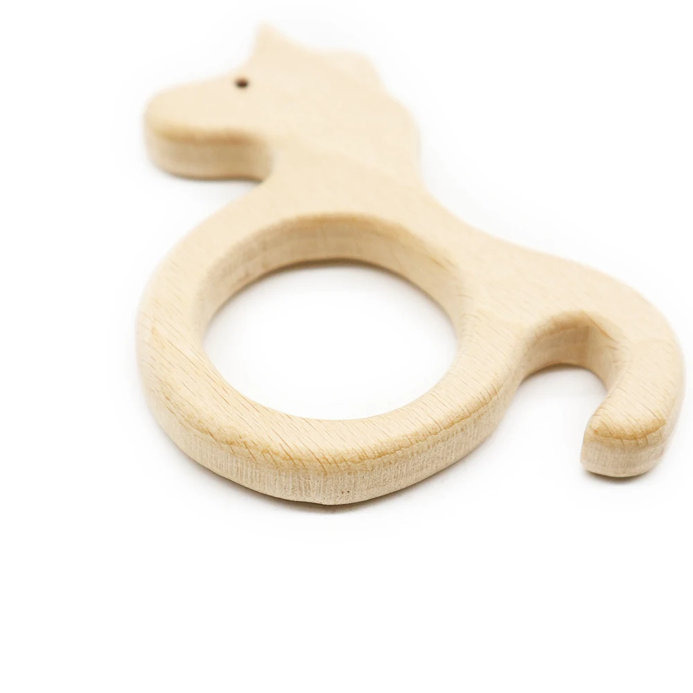 Wholesale Animal shaped Toddler Wood Teething Custom Natural Beech Beads Wooden Teethers for Teething Baby Teether