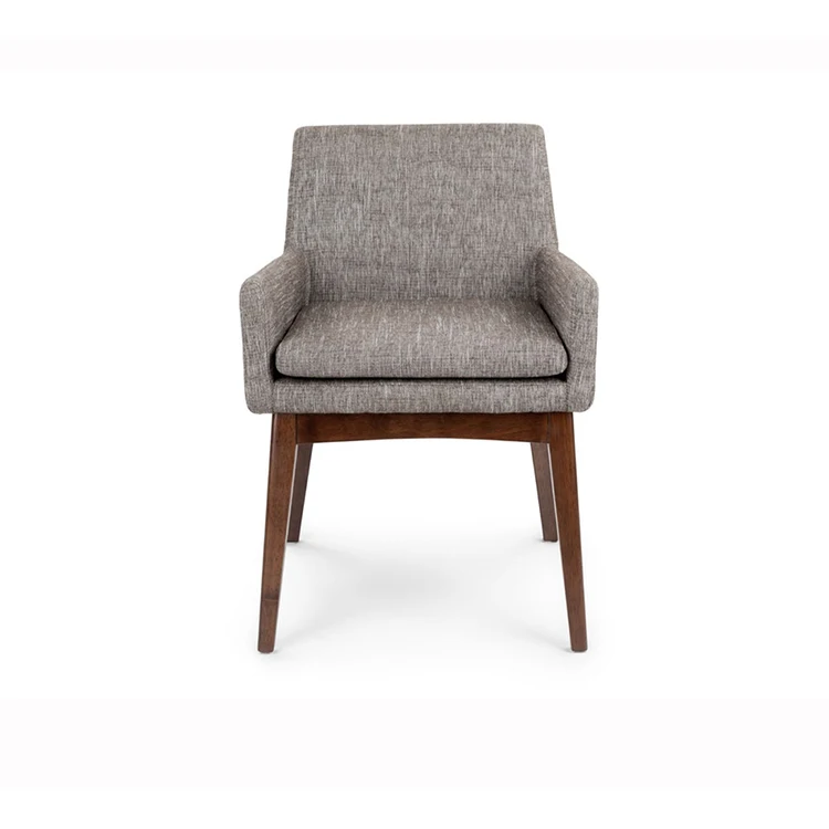 Dining Fabric Chair For Cafeteria Modern Wood Leg Dining Chair with Armrest American Style Upholstered Dining Arm Chairs
