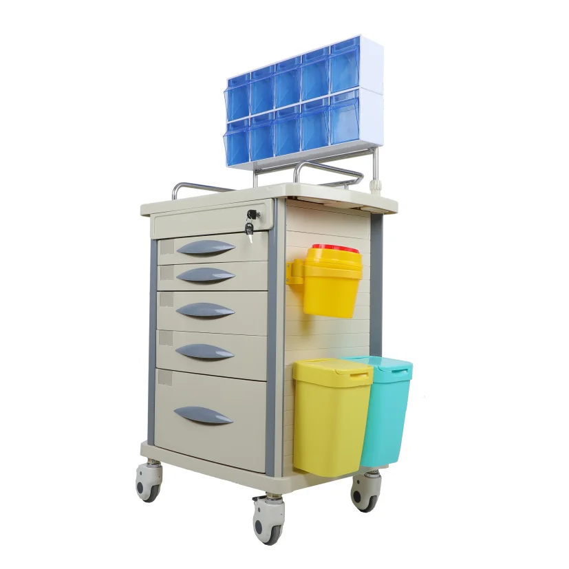 Ginee Medical Customized Nursing Cart With Wheels Hospital Anesthesia Trolley With Anesthesia Rack in Clinic