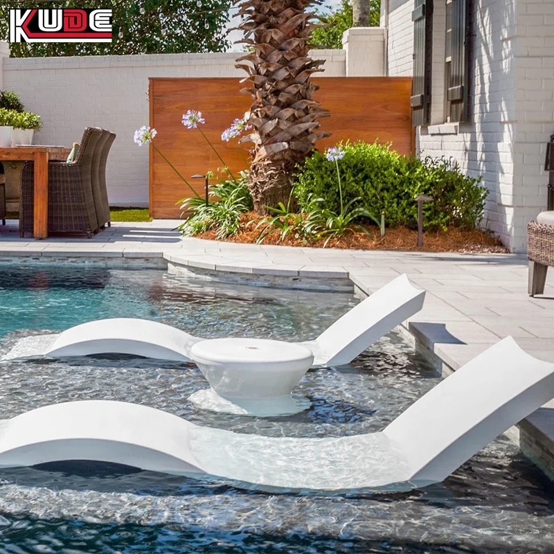 UV8 Rated Polyethylene Outdoor In-Pool Chaise Lounge In-Water Plastic Sun Lounger