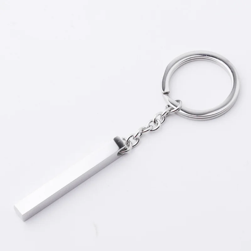 Metal Craft Laserable Engravable Custom Stainless Steel LOGO ID Blank Bar Tag Pendant Chain Key Chain Key Ring Keychains