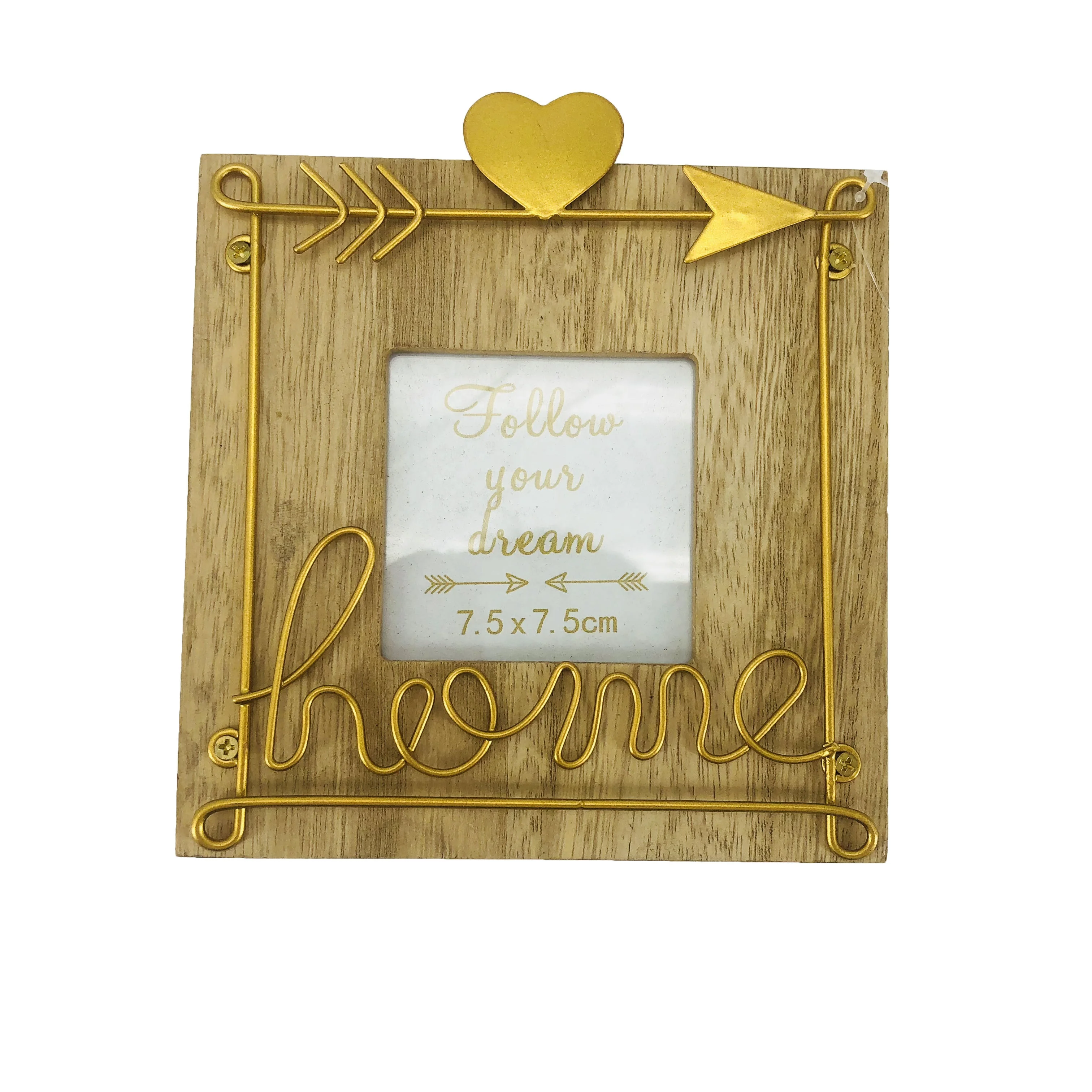 Custom European Metal Love Family Handmade Square Wedding Decoration Girl Collage Wooden Picture Photo Frame