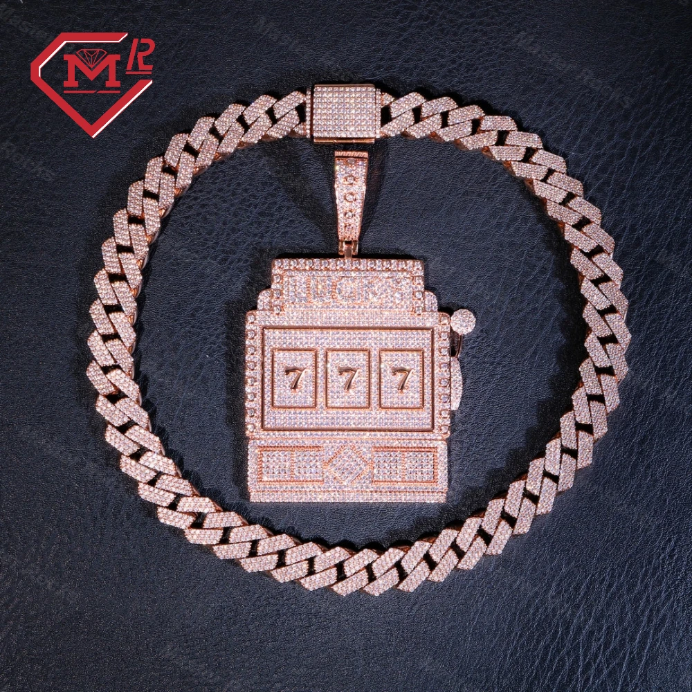 Hiphop Mossanite Pendant 925 Silver Slot Machine Charms Iced Out Men Custom Moissanite Pendant
