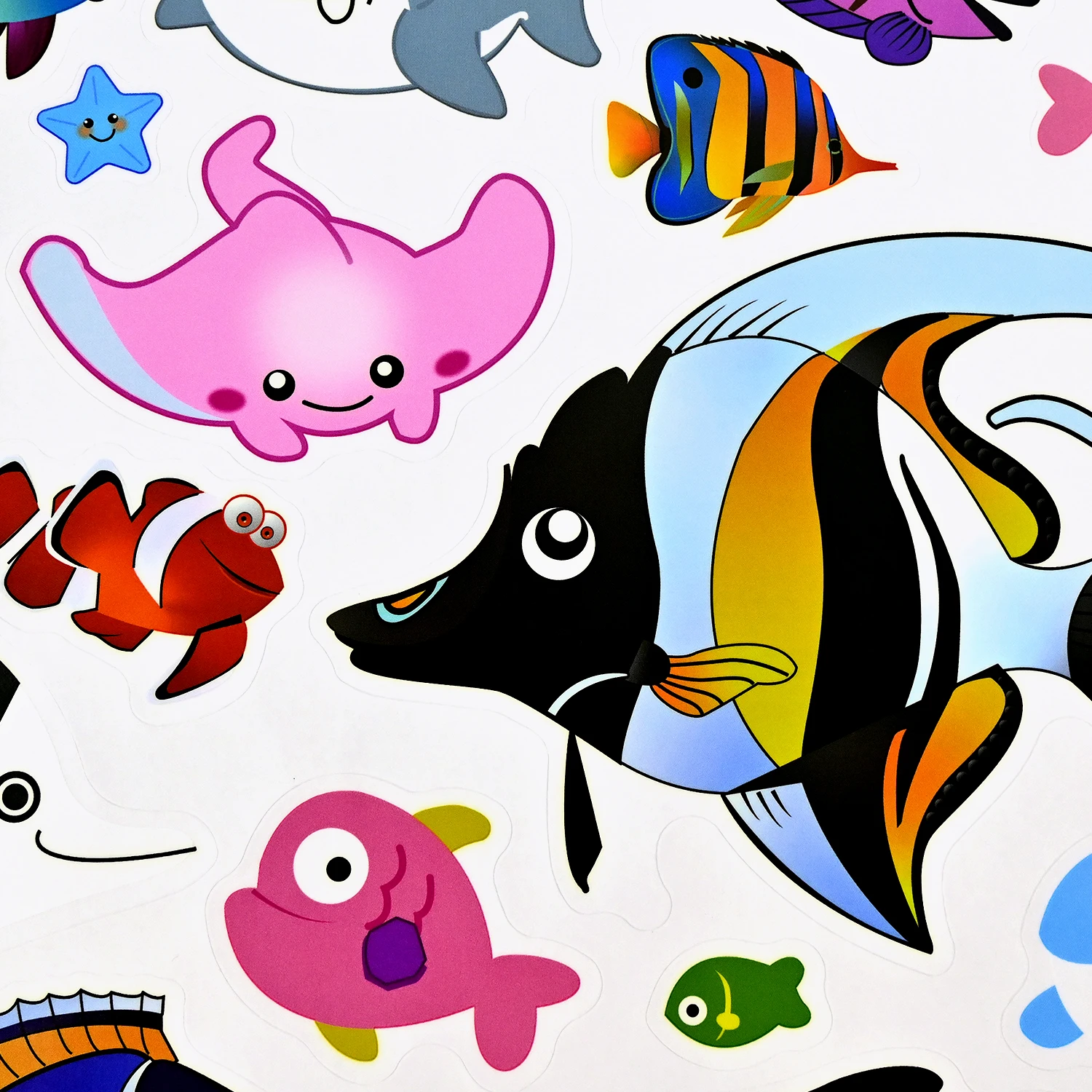 glass door Fresh seafood supermarket  Fresh seafood shop raw fish prawns advertising sticker poster decorative painting