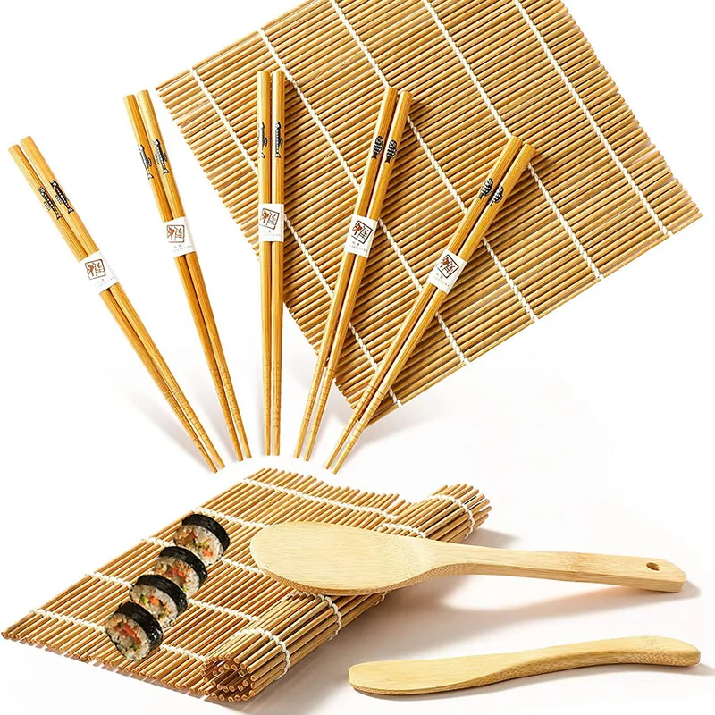 Wholesale Beginner Diy Sushi Meats Rice Mold Tools Making Set 5 Pairs Chopsticks 1 Paddle 1 Spreader Sushi tools