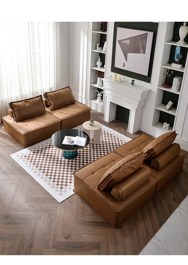 New Arrival Nordic Balcony bedroom Technology Fabric Tofu Block Lazy Small Living Room Combination Modular Sofa