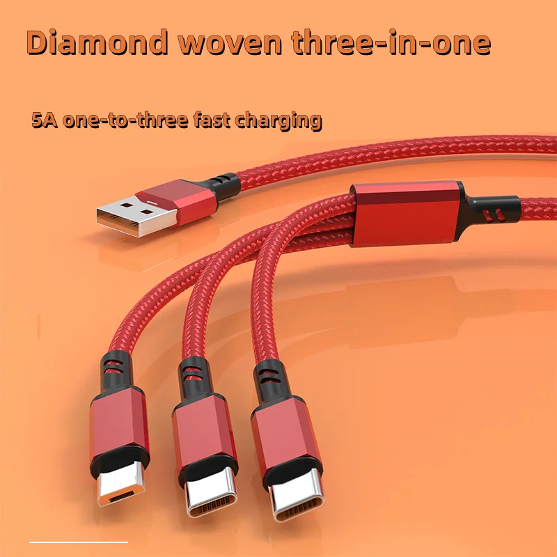 High quality 3 in 1 5a fast charging cables usb charging cable usb nylon data cable wires for all cell phones