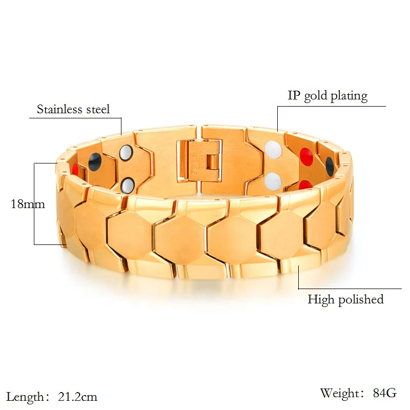 
Wholesale Mens Titanium steel Magnetic Energy Negative Ion Far Infrared Bracelet Health Medical 