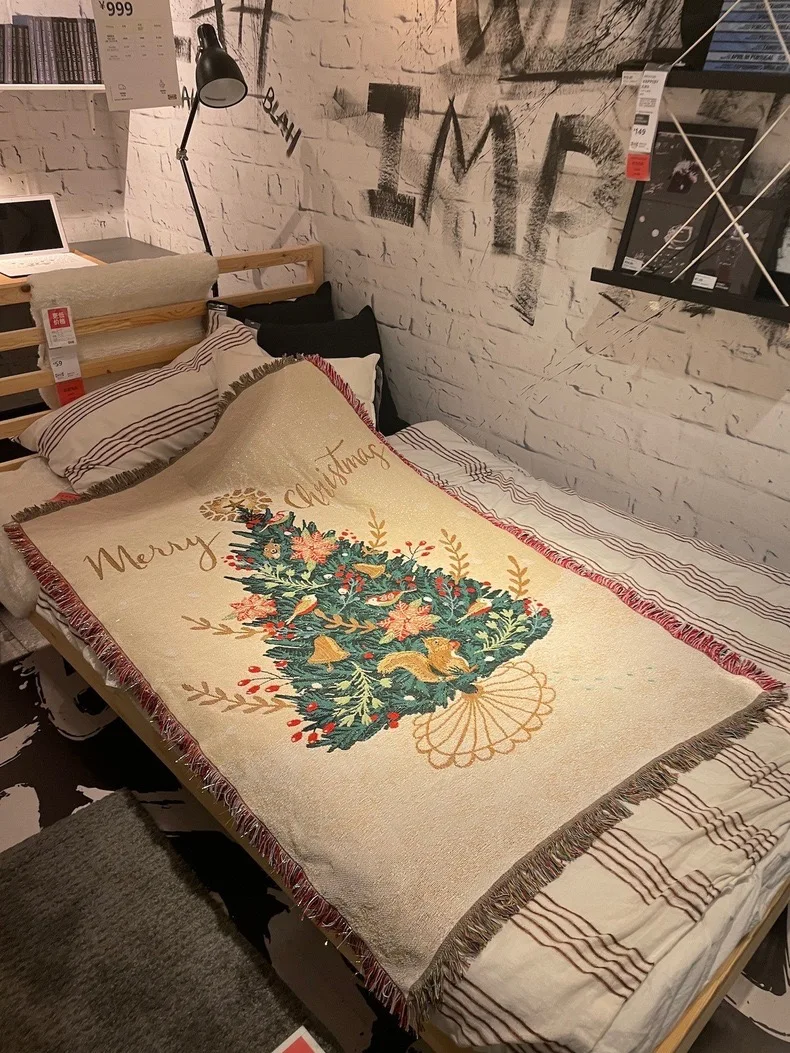 Foreign Trade Ins Christmas Tree Pine Hanging Cloth Background Cloth Christmas Day Decoration Woven Tapestry