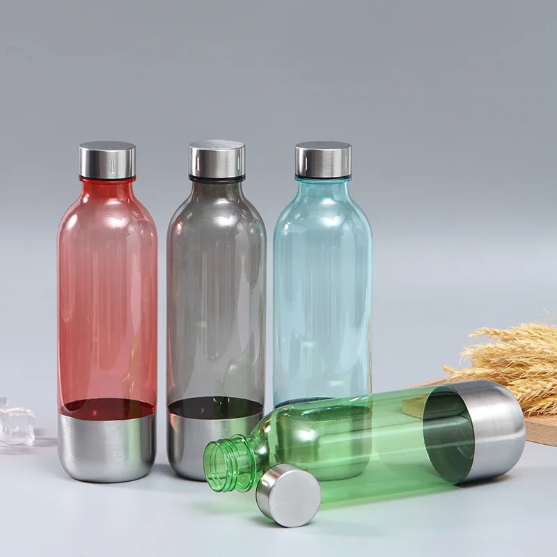 Wholesale 500ml Custom Logo Cola Shaped  Outdoor Sport Plastic Water Bottle With Stainless Steel Lid