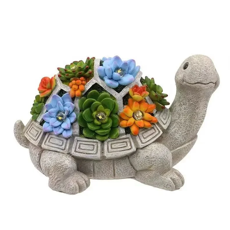 Outdoor Garden Decor Solar Light Garden Statue Resin Turtle Statue Resin Animal Sculpture with  Solar Lights
