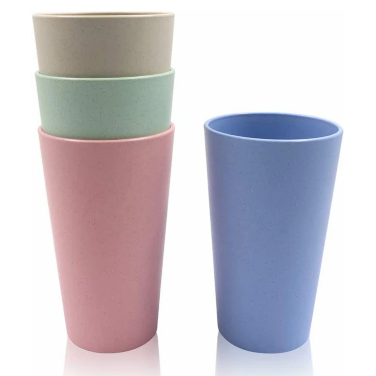 Eco Friendly Custom Unbreakable Reusable Wheat Straw Stackable Drinking Cup 500ml/600ml Cup