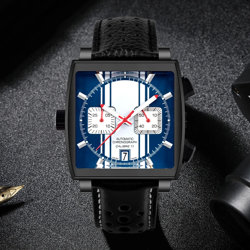 Astronomia Celestial SeriesTourbillon Watch Men Waterproof Quartz Mechanical Wrist Watches For Men 30m Waterproof Blue Strap