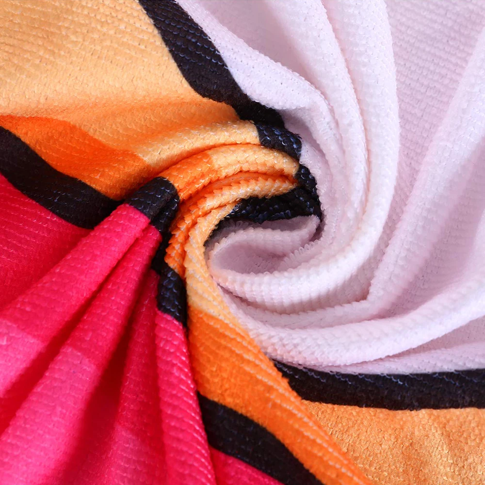 top quality customize bulk donut fringed terry microfiber round beach towel