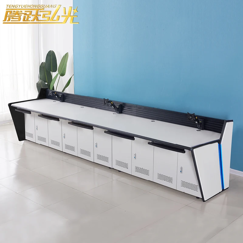 Five workstation DL-type command center control console monitoring desk Conference  office furniture monitoring computer desk