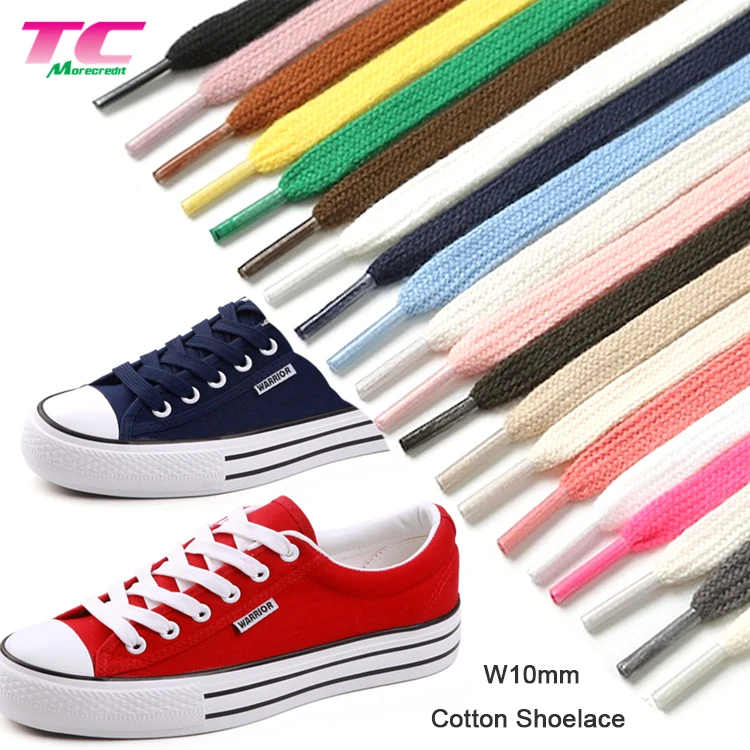 Plenty Stock 10mm Flat Cotton Fabric Shoelaces, Black Shoelaces Metal Tips For Hoody , Pants and Sports Wear