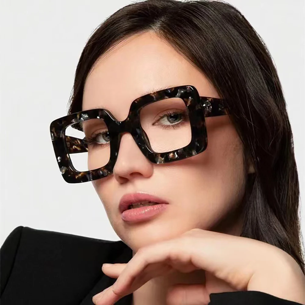 women trendy girl eyeglasses big frame oversized vintage unique square eyeglasses blue light blocking glasses women
