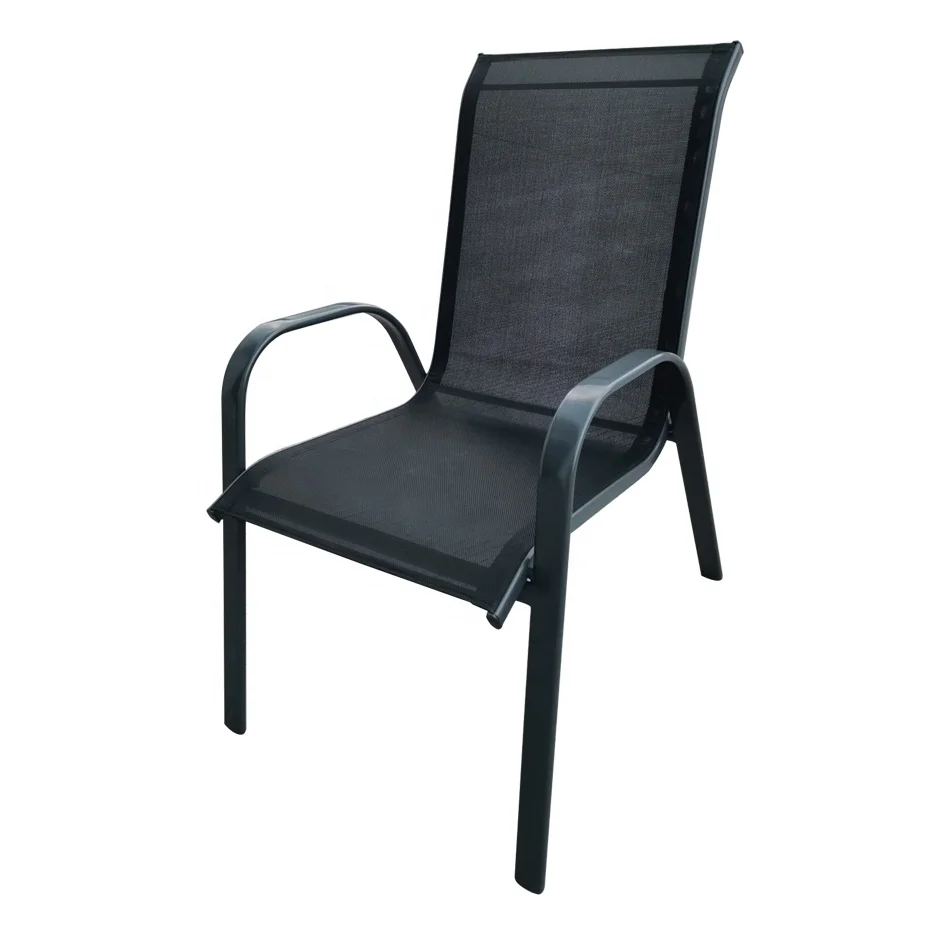 
Good Quality Comfortable Bistro Chairs Stackable Black with Arms Furniture Patio Stacking Chair 