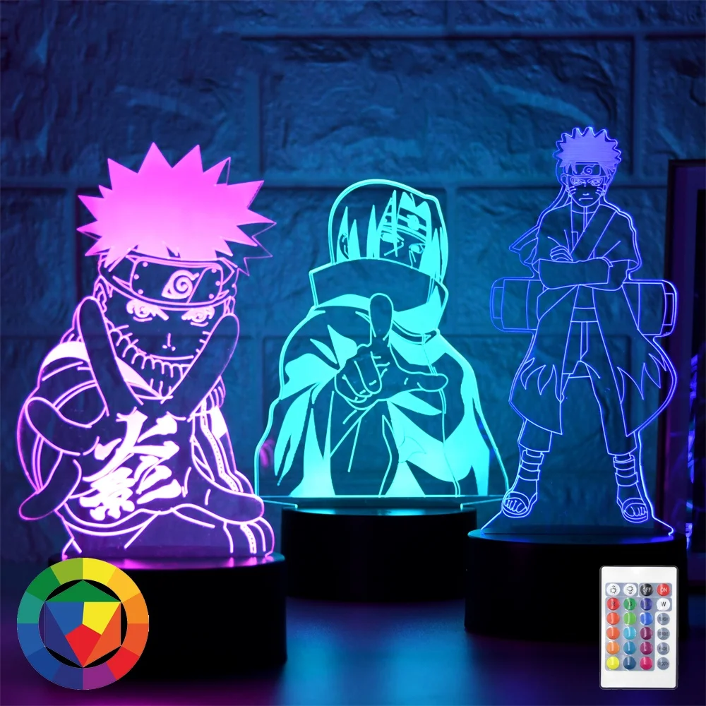 Лидер продаж 3d Аниме Uzumaki светодиодный ночник команда Sasuke Kakashi Hatake детская спальня Itachi Uchiha