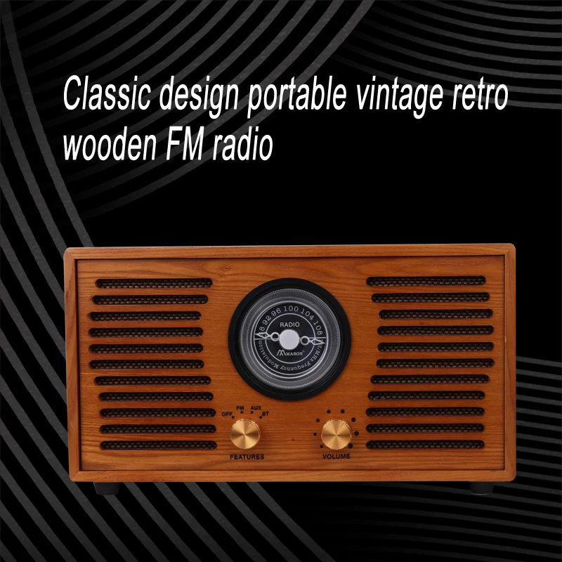 antique wooden stereo home radio with built-in speakers fm portable radio with bt