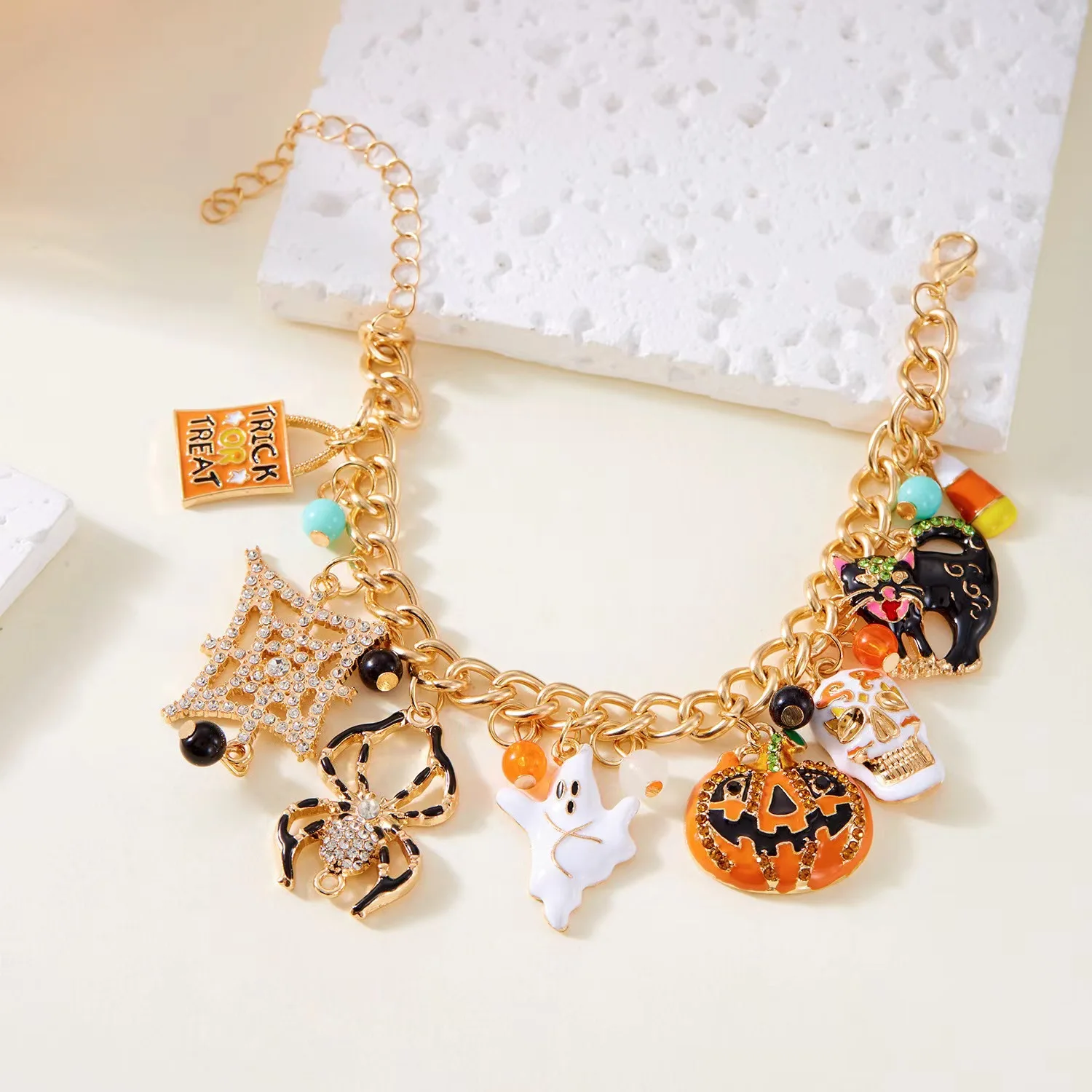 Popular character Halloween holiday hand jewelry dripping cartoon pumpkin skull Ghost spider Halloween jewelry