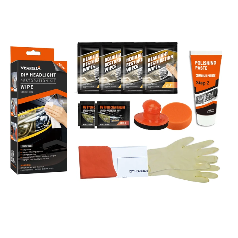 Visbella New Design New Formula Solution Strong Remove Yellow Oxidation Headlight Restoration Repair Kit