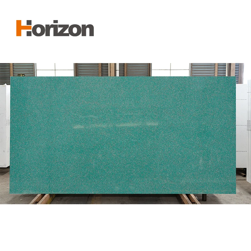 Horizon Factory wholesale artificial quartz stone quartz veneer countertop multicolour quartz jade slab