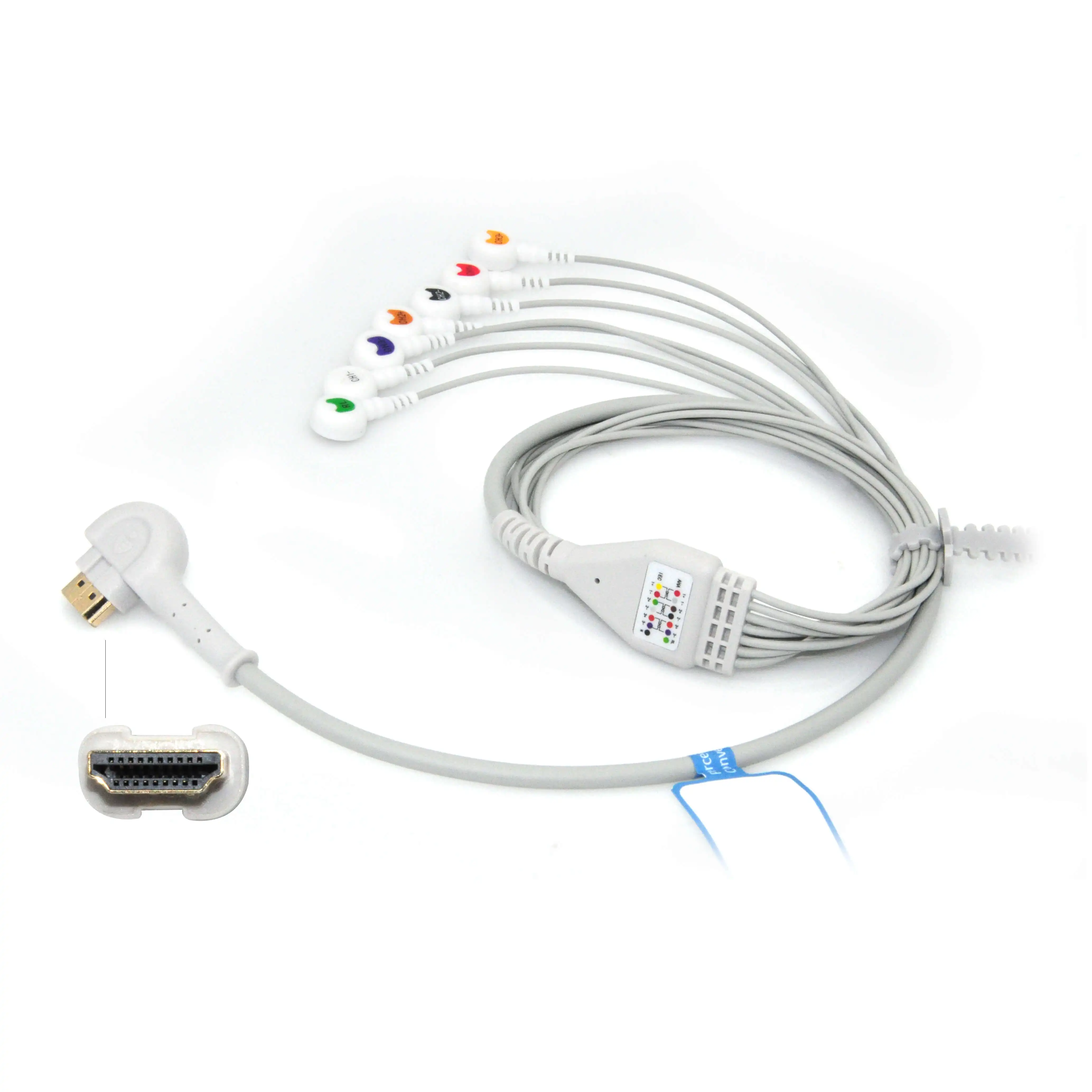 UpnMed Manufacturer HDMI DMS 19Pin ECG Cable Holter Probe 10lead Snap AHA/IEC