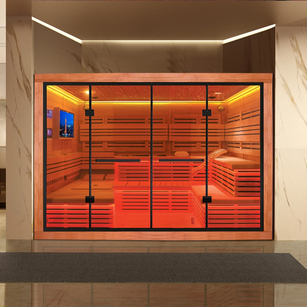 Traditional Style Indoor Wooden Infrared dry steam sauna room