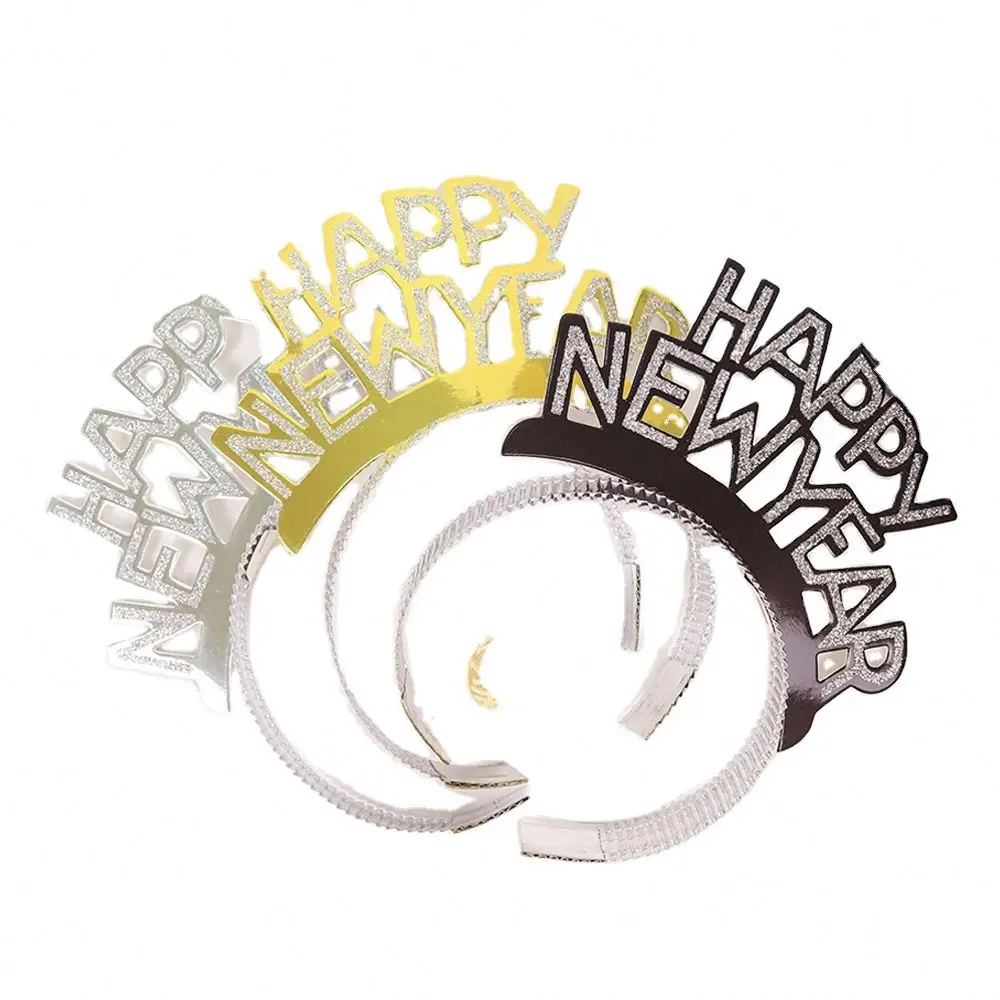 New Creative Happy New Year Headband Decoration Golden Festival Headwear Party Supplies Decorative