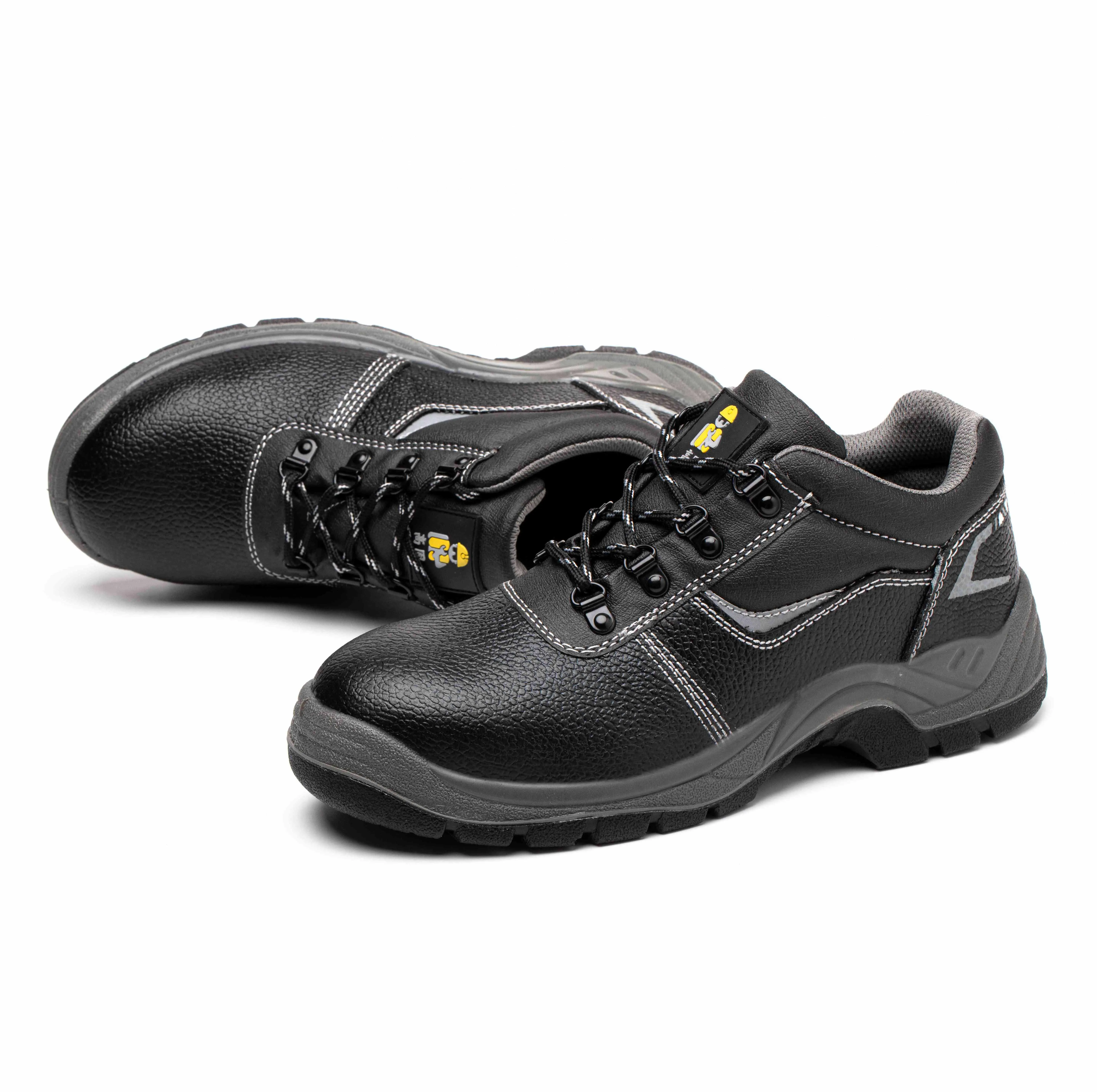 JIANKUN Customizable Reflective Strip Embossed Leather Upper Safety Work Shoes Genuine Leather Anti-Puncture Anti-Slip