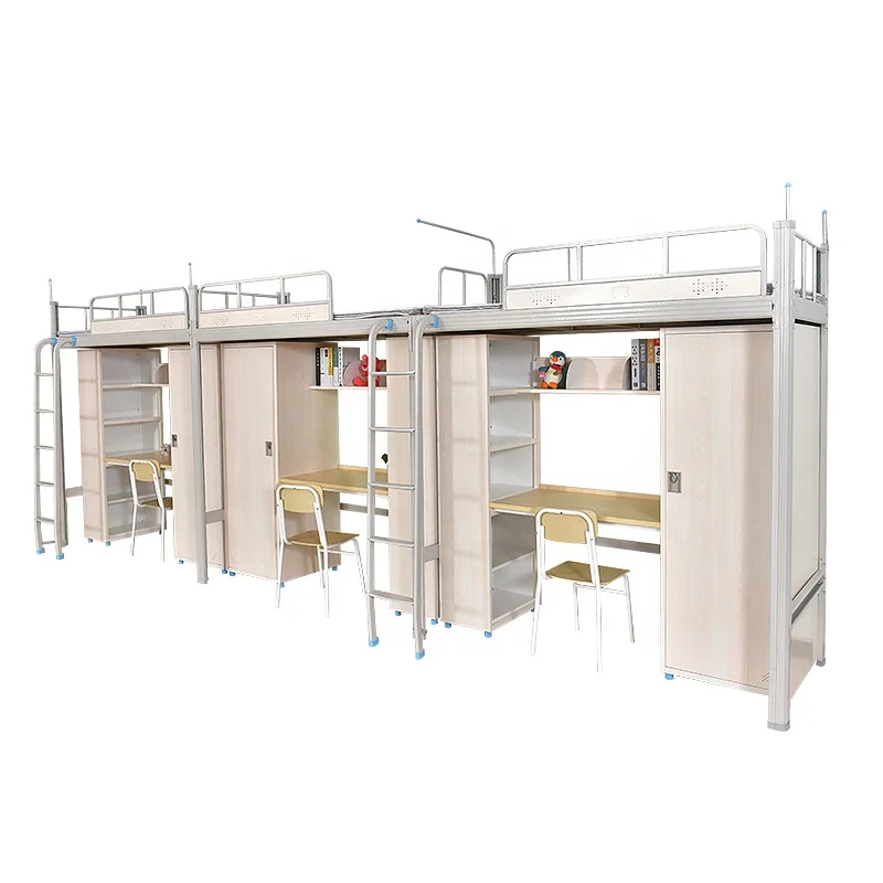 Hot sale office furniture school dormitory double metal bunk bed with storage for student