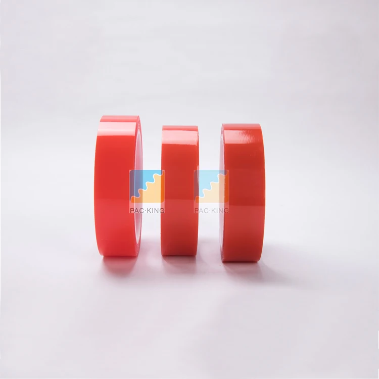 Factory Custom High Temperature Resistance Transparent Adhesive Red Film Double Sided PET Adhesive Tape Jumbo Roll