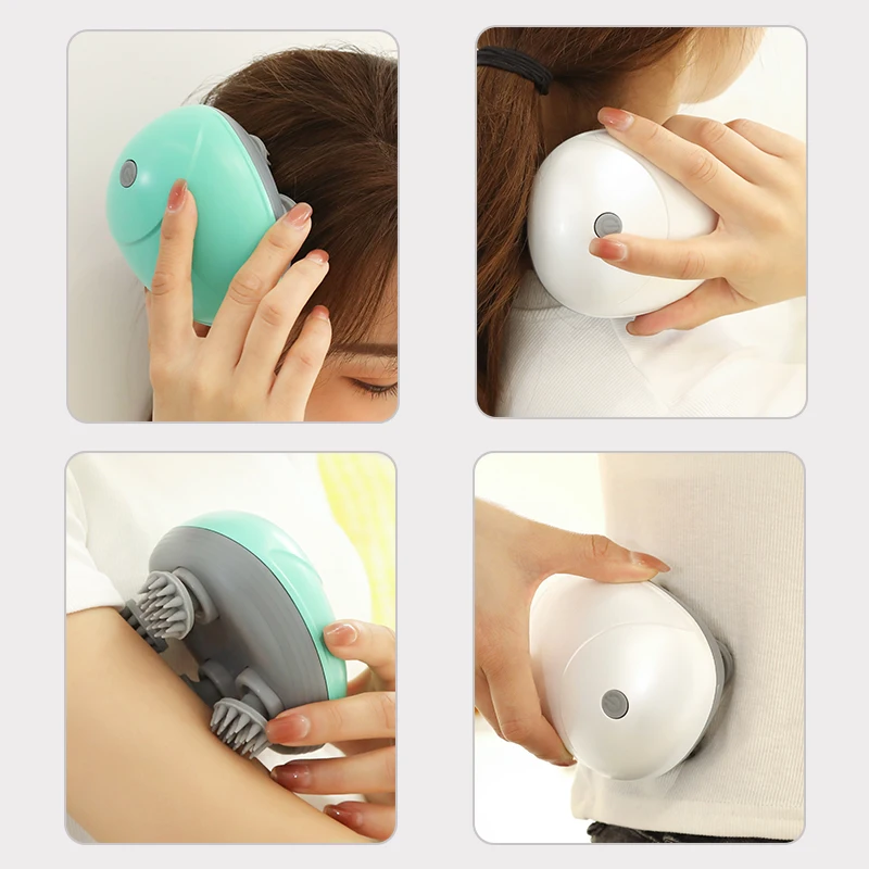 Cordless Electric Mini Scalp Massager Shampoo Brush Handheld Mini Cat Head Massager with 2 Speed Vibration & 96 Silicone Nodes