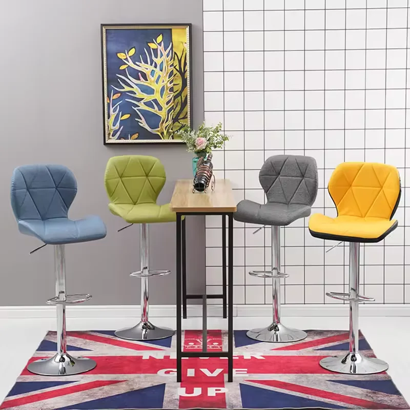 Black Pu Leather Padded Counter Height Bar Stool,Adjustable Metal Barstool High Back,Swivel Bar Chairs