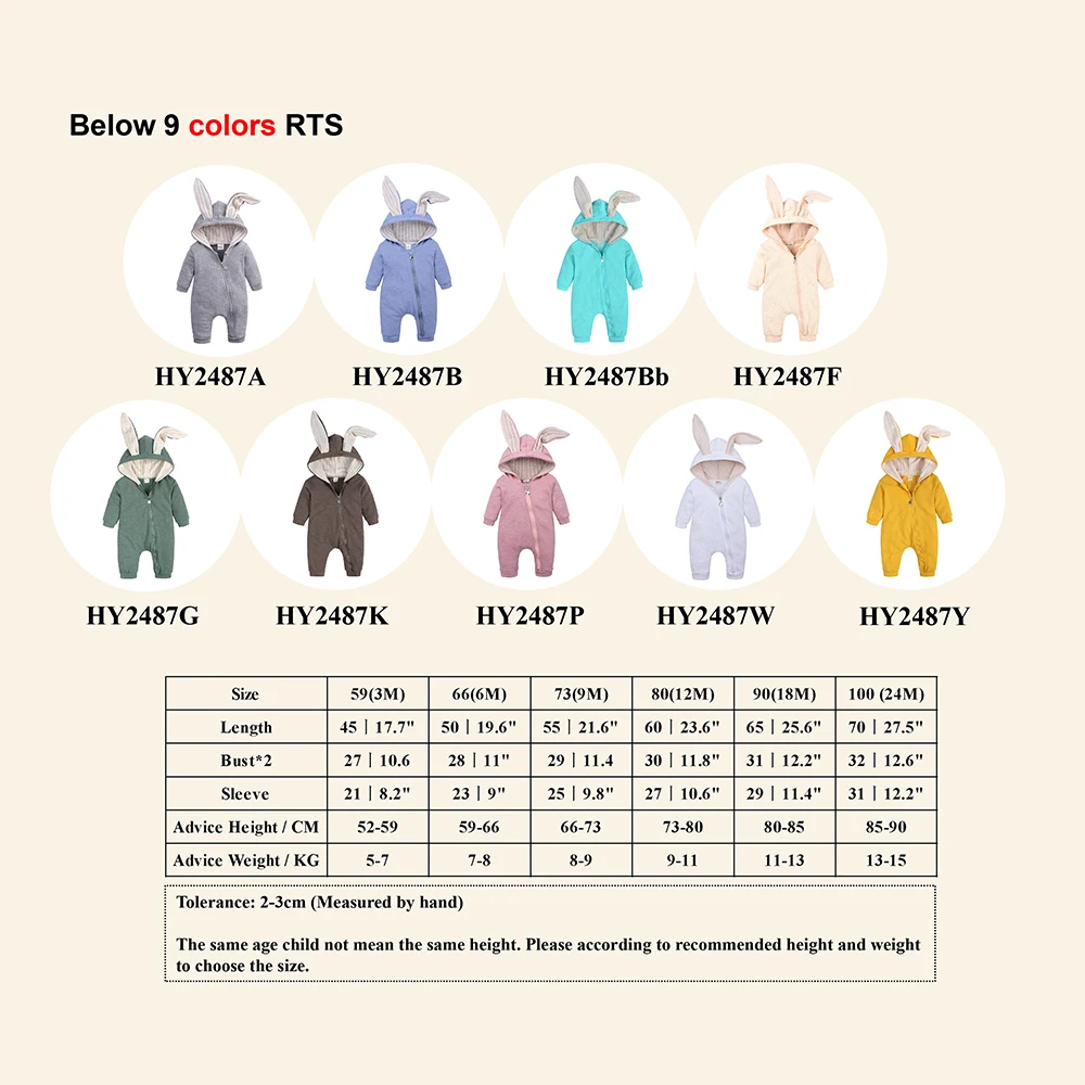 Wholesale Newborn Baby Girls Boys Cotton Knitted Long Sleeve Jumpsuit Rabbit Ear Rompers Baby Clothes Romper
