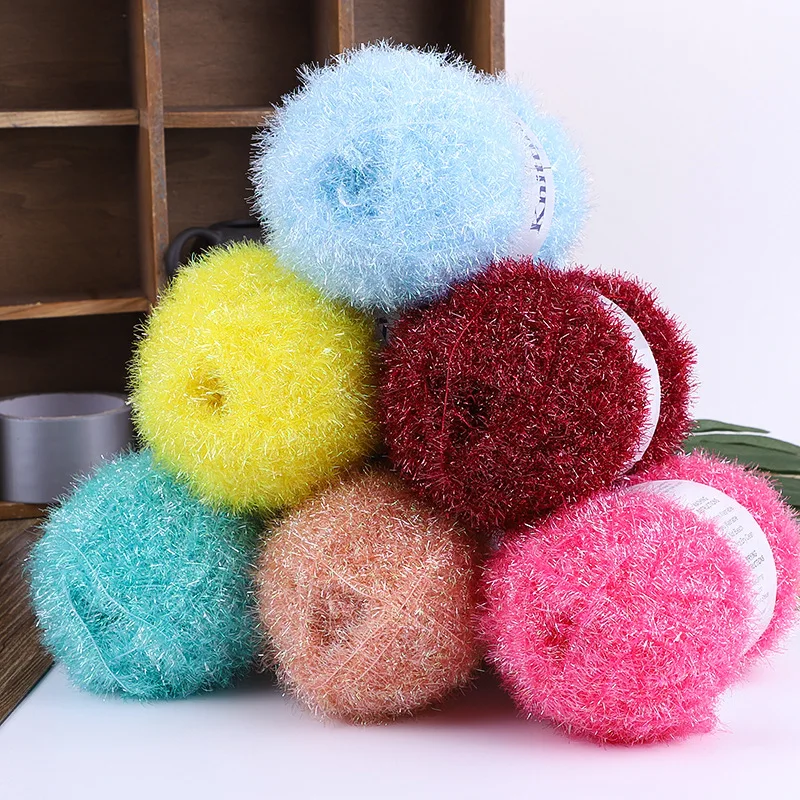 Dishwashing towel glass polyester yarn DIY hand made doll gold thread woven bag bright yarn