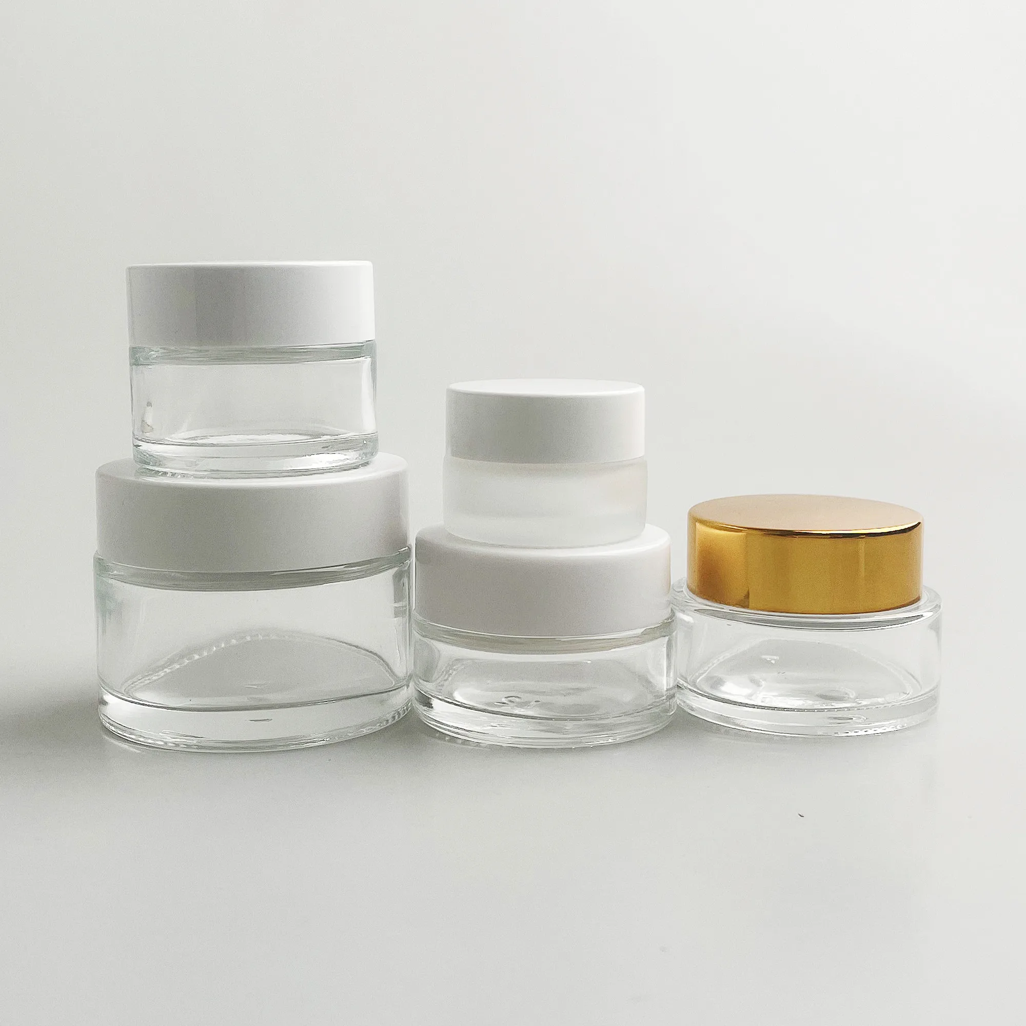 lead the industry glass cream jar 5g 15g 50g glass cream jar glass packaging cosmetic jar refill
