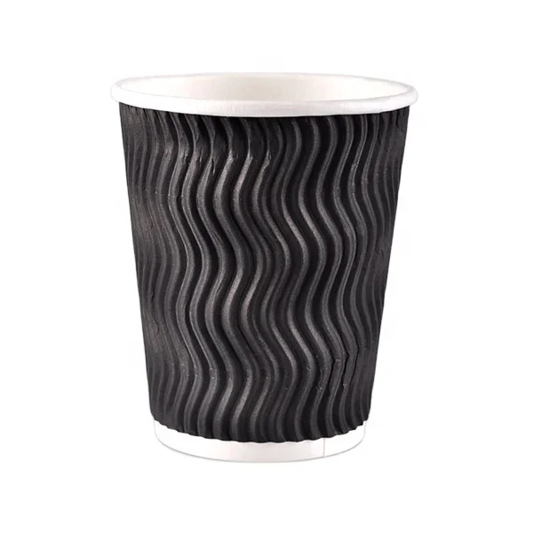 Disposable ripple wall black coffee paper cup