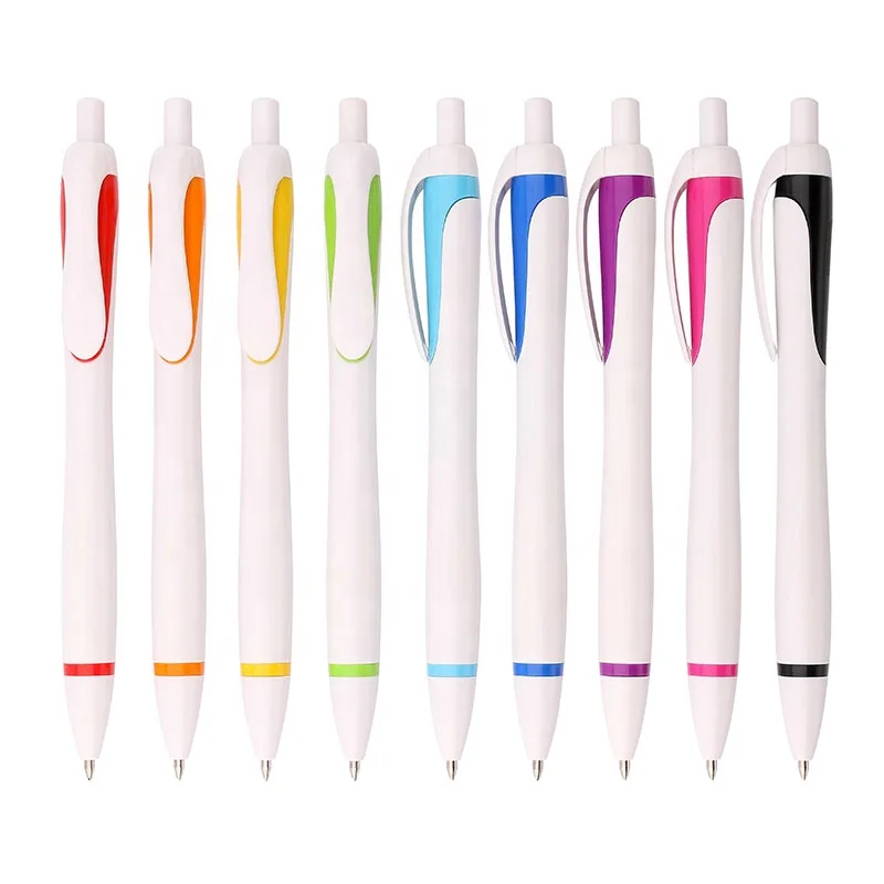 Wholesale Solid White Whole Body With Colorful Geometric Patterns Pen With LD Promotional Boligrafos