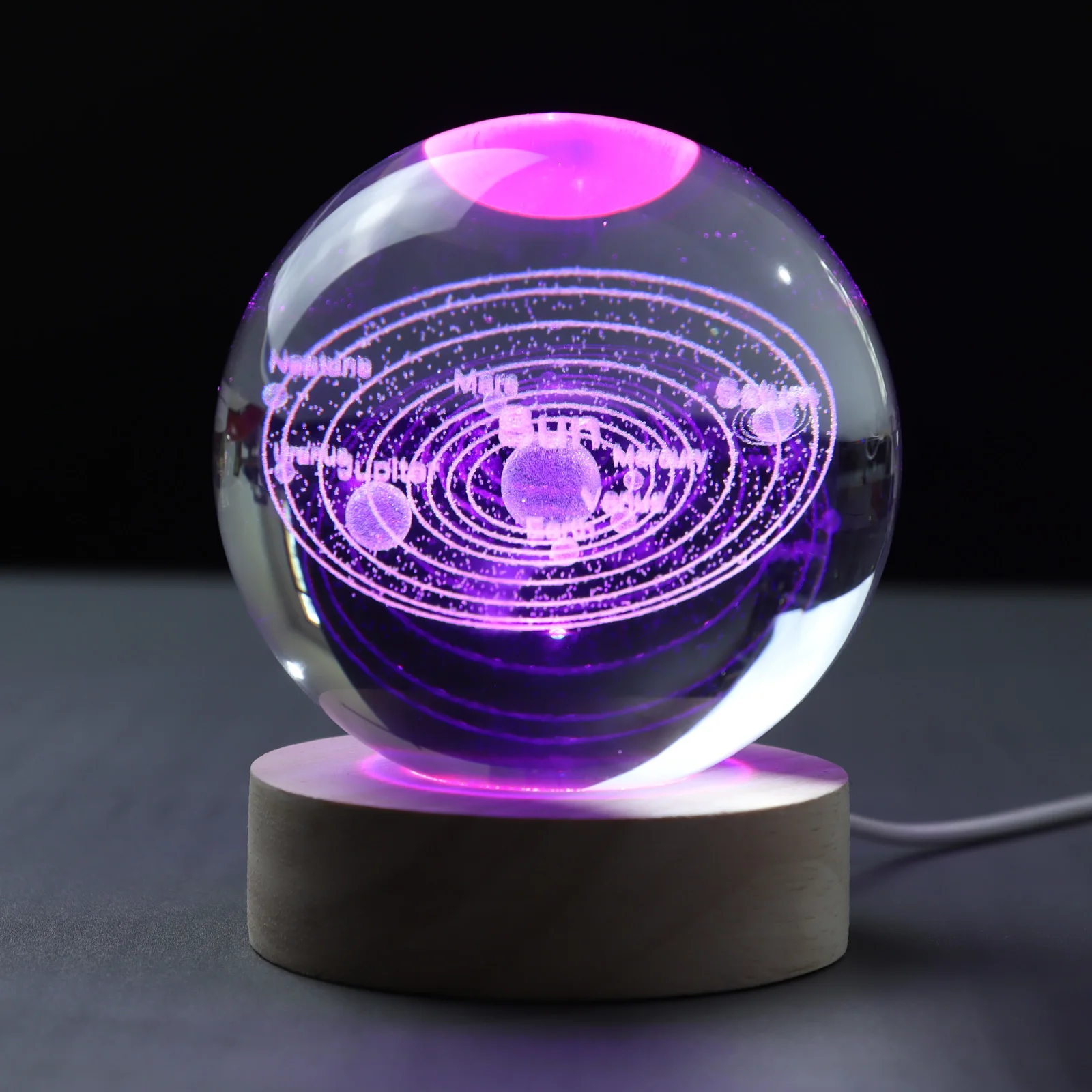 3d laser solar system  crystal ball lamp for kids night light lamp