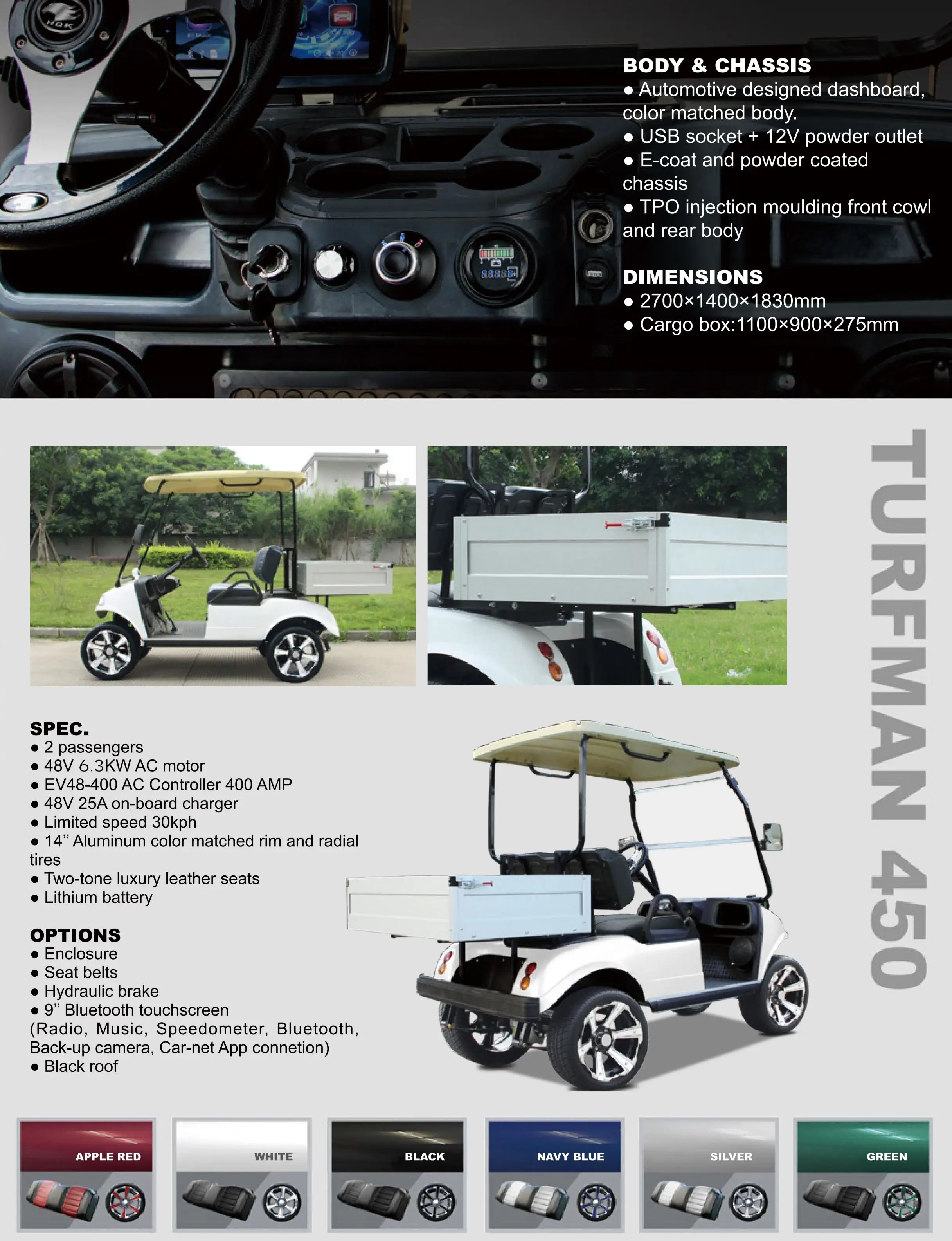 HDK Fast Electric Golf Buggy Cart Electrical Power Steering Off-road Scooter New Design Utility Vehicle 48V Beige Service Cart