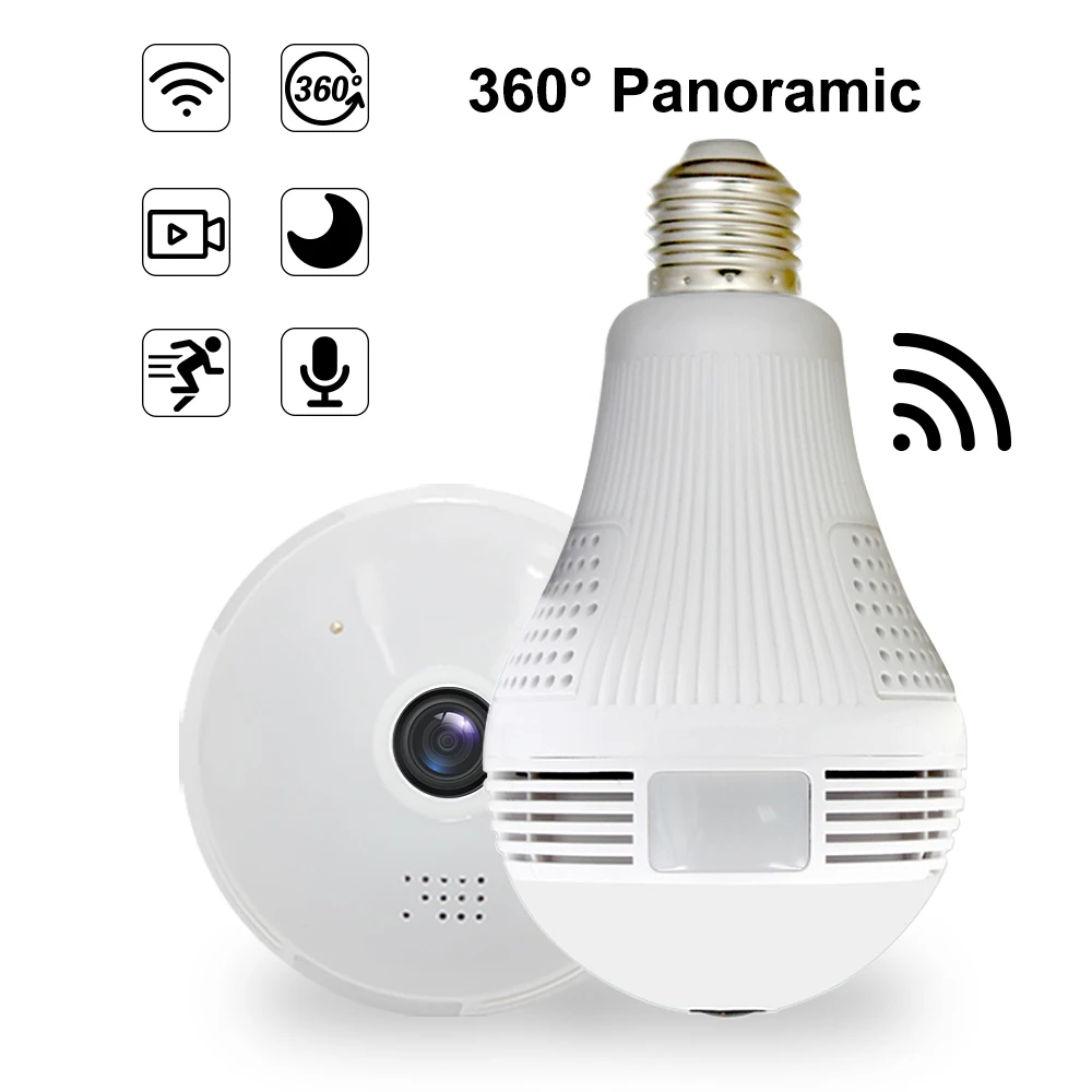 1080P Bulb Lamp 360 Degree Panoramic View VR IP Camera Wireless Intercom Baby Monitor Home Security Alarm CCTV Camera