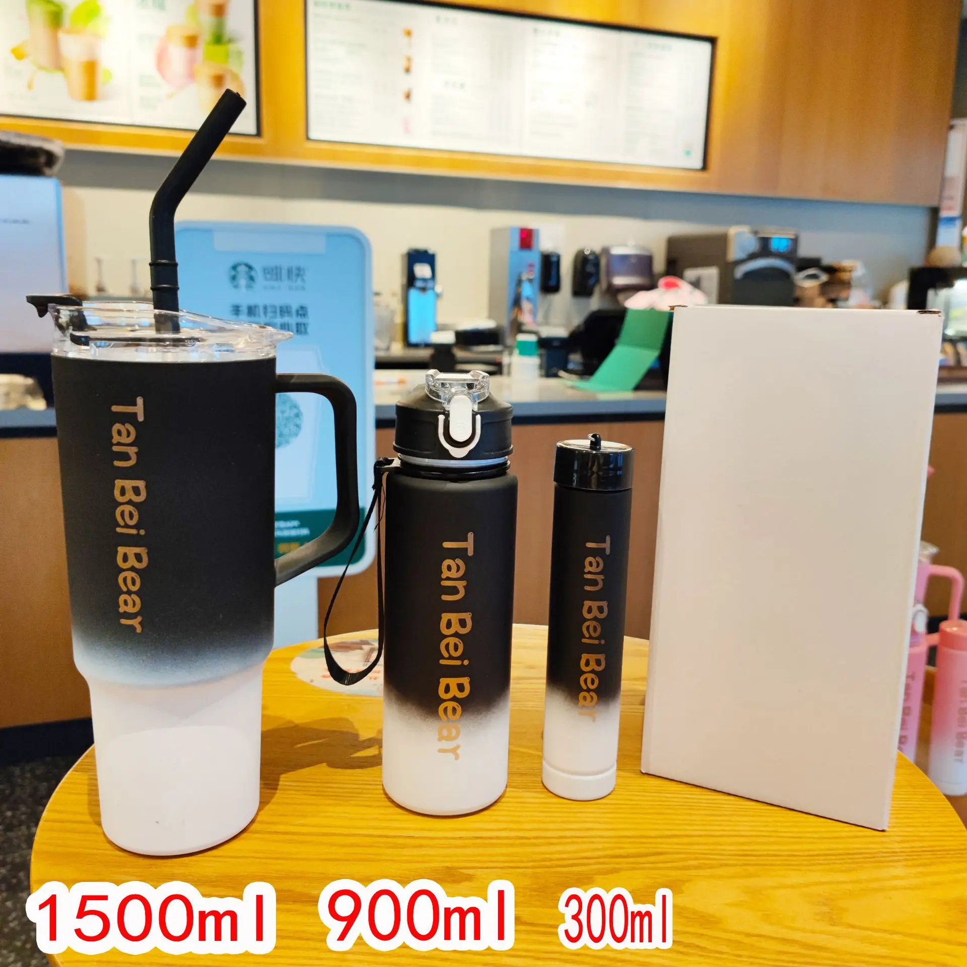 Popular Products 2024 3 in 1 Water Bottle 3Pcs/Set Gym Pop Handle Plastic Fitness Motivation Water Bottle With Straw