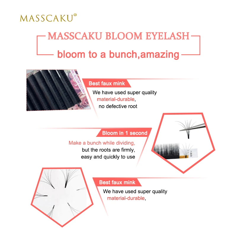 Easy fan mega Russian Volume lashes 7-16mm JBCD Curl Eyelash Extension 0.03 0.05 0.07 blooming eyelashes