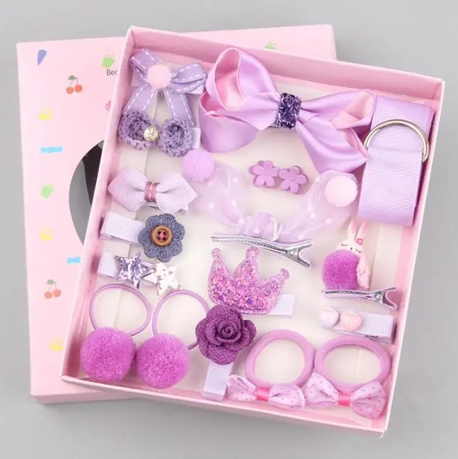  18 Pcs Children Hair Clips Set Little Girl Accessories Elastic Ties Gift Party
