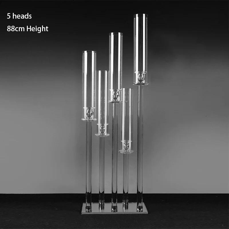 GJ-CH1-15 wholesale crystal Clear Candelabra for wedding table candlestick holder 10 arm candle stand for party event decoration