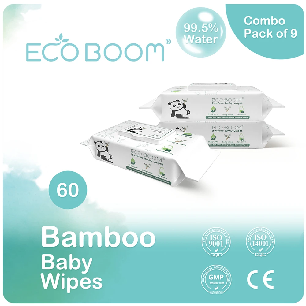 ECO BOOM Wholesale Baby Natural Wet Facial Biodegradable Flushable Toilet Cleaning Wipes